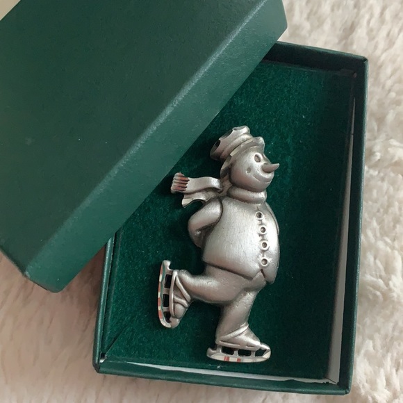 Jewelry - New in box silver Snowman Pin/Brooch Holiday